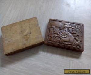 Item vintage wooden box with raised carved picture for Sale