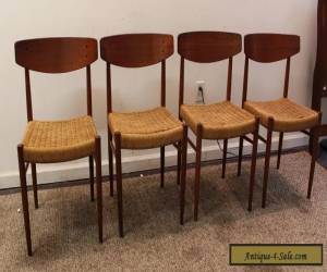 Item Set of 4 Mid-Century Danish Modern Rope Teak Dining Chairs for Sale