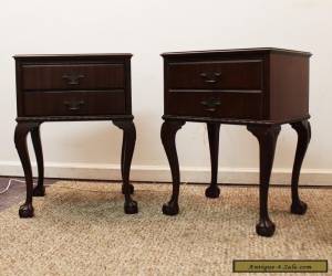 Item Vintage Pair of Mahogany Chippendale Ball & Claw Foot 1-Drawer Nightstands for Sale