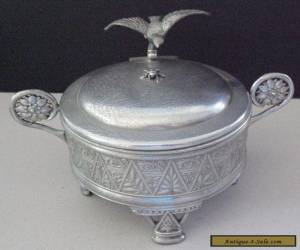 Item Antique Meriden Company Silver Plate Jewelry Casket Box ~Bird Handle & Bee Lid for Sale