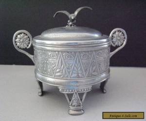 Item Antique Meriden Company Silver Plate Jewelry Casket Box ~Bird Handle & Bee Lid for Sale