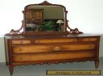 c1046: Antique Dresser Chest w Mirror Gorgeous Burled Wood Excellent Piece! for Sale