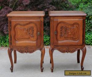 Item Antique French Rococo Oak PAIR Small Side Cabinets End Tables Nightstands for Sale