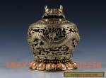  China Brass Handwork carved Dragon Hollow Statue Incense Burner w Xuande Mark for Sale