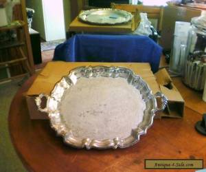 Item Leonard Silver Silverplate Oval Footed Serving Buffet Tray with Handles  for Sale