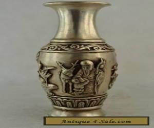 Item Old Decorated Handwork Tibet Silver Carving Deer & Immortal Noble Vase for Sale