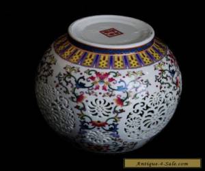 Item amille Rose Porcelain Hollow Hand-painted Vase w Qianlong Mark for Sale