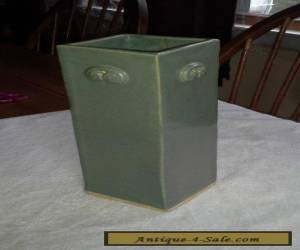 Item Vintage Large  Chinese Celadon  Green Studio Cabinet Vase Artist Signed  for Sale