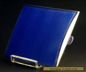 Item QUALITY STERLING SILVER AND BLUE GUILLOCHE ENAMEL CIGARETTE CASE 1930 ANTIQUE for Sale