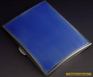 Item QUALITY STERLING SILVER AND BLUE GUILLOCHE ENAMEL CIGARETTE CASE 1930 ANTIQUE for Sale