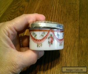 Item Antique Sterling Silver Lidded Porcelain Oval Snuff Box for Sale