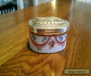 Item Antique Sterling Silver Lidded Porcelain Oval Snuff Box for Sale