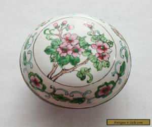 Item Vintage Antique Chinese Famille Rose Cloisonne Enameled Round Metal Box  for Sale
