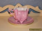 Antique Vintage Delicate Luster Pink & Gold Footed Tea Cup & Saucer for Sale