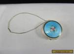 Antique Webster Sterling Silver Blue Guilloche Enamel Compact with Wrist Chain for Sale
