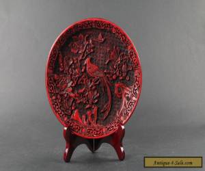 Item Oriental Vintage Delicate Lacquer Handwork carved flower and bird Plate C527 for Sale
