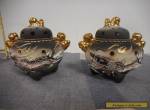  VINTAGE Moriage Gold Gilt DRAGONWARE JAPAN INCENSE BURNER Set of 2 for Sale