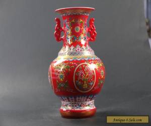 Item Chinese Enamel Hand-Painted Flower Vase w Qing Dynasty Qianlong Mark C1053 for Sale