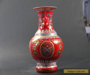 Item Chinese Enamel Hand-Painted Flower Vase w Qing Dynasty Qianlong Mark C1053 for Sale