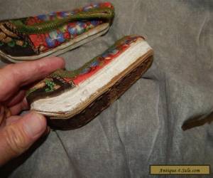 Item Antique Chinese Gold Metalic Thread Embroidered Bound Feet or childs shoes for Sale