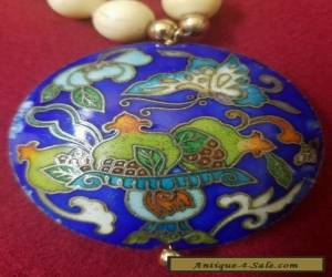 Item ANTIQUE CHINESE CLOISONNE ENAMEL Butterfly Flower Pendant Necklace for Sale