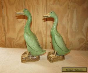 Item Pair old or Antique Chinese Export Porcelain Celadon Duck Figurines for Sale