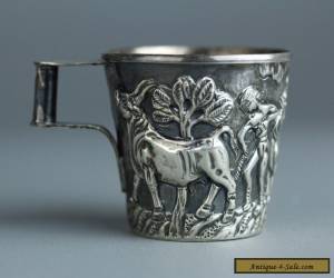 Item Rare Antique Handmade Greek Style Cup .925 Sterling Silver c.1920 Bulls Scene  for Sale