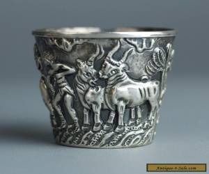 Item Rare Antique Handmade Greek Style Cup .925 Sterling Silver c.1920 Bulls Scene  for Sale