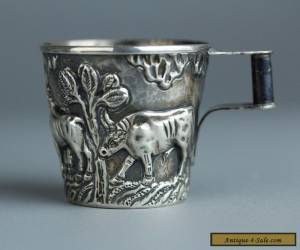 Item Rare Antique Handmade Greek Style Cup .925 Sterling Silver c.1920 Bulls Scene  for Sale