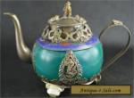 Chinese Vintage Collectibles Jade&Cloisonne Armored Miao Silver Dragon TeaPot for Sale