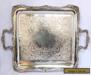 Item LARGE HEAVY ROGER BROS. SILVERPLATE BUTLER'S TRAY WITH ORNATE EDGE for Sale