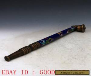 Item Collectible Decorated Cloisonne Handwork Flower Smoking Pipe for Sale