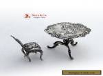 Antique Miniature Table and Chair Sterling Silver 1896 for Sale