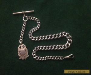 Item Antique Sterling Silver Albert Watch Chain with Fob, Each Link Hallmarked for Sale