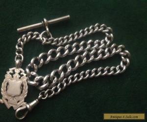 Item Antique Sterling Silver Albert Watch Chain with Fob, Each Link Hallmarked for Sale