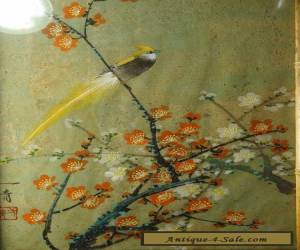 Item VINTAGE ASIAN BIRD & FLOWER PAINTING ARTIST SIGNED & STAMP for Sale