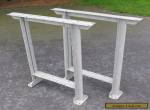 Vintage Pair Grey Industrial Mid Century Steel Work Bench Table Legs for Sale
