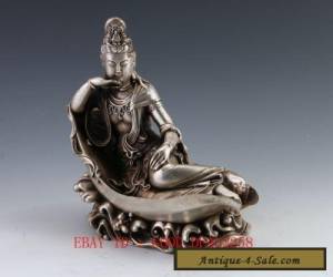 Item Chinese Silver Buddhism GuanYin Goddess Kwan-yin Buddha Statue             for Sale