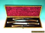 Harrison Bros & Howson Sterling Silver Stag Antler Carving Set 1887 Inlaid Box for Sale