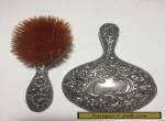 GORHAM ANTIQUE STERLING SILVER REPOUSSE HAND MIRROR & BRUSH, c. 1890 for Sale