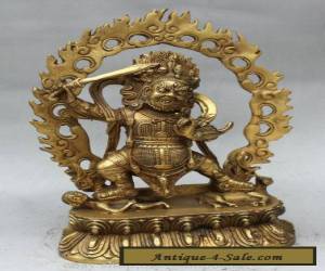 Item Tibet buddhism Brass Mahakala Wrathful Deity Boddha Hold Sword Statue  Descripti for Sale