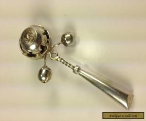 Item ANTIQUE VICTORIAN ENGLISH STERLING SILVER BABY RATTLE AND WHISTLE for Sale