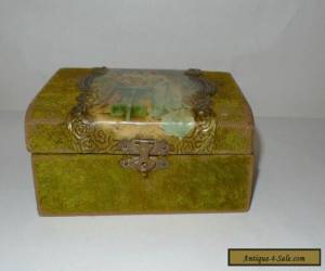 Item Small Victorian Jewelry Box w Velvet & Celluloid Transfer Print Covering for Sale
