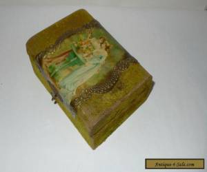 Item Small Victorian Jewelry Box w Velvet & Celluloid Transfer Print Covering for Sale