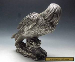 Item Chinese Old Silver Bronze Handwork Carved Eagle Statue w Xuande Mark  for Sale