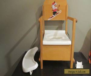Item Vintage mid century wood childs potty chair mouse design for Sale