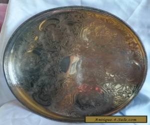 Item Sheffield Antique English Ornate Silverplate Platter - Large Size  for Sale