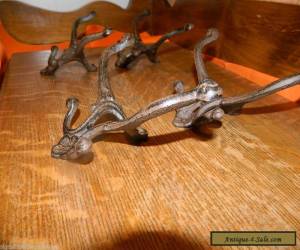 Item Set/4 Rustic 7" Cast Iron 4-Hook Coat Hook Rack Hall Tree, Mirror, Lodge Cabin  for Sale