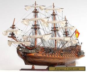 Item San Felipe Handcrafted Wooden Tall Ship Model 37" Spanish Galleon T063 for Sale