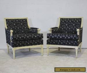 Item Pair of Louis XVI style occasional arm chairs mahogany wood for Sale